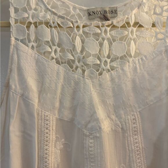 Knox Rose White Cotton Embroidered Lace Sleeveless Dress sz Small - Picture 8 of 9